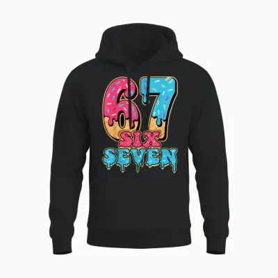 Baseball Drip Number 67 Player or 67th Birthday Unisex Hoodie - Black