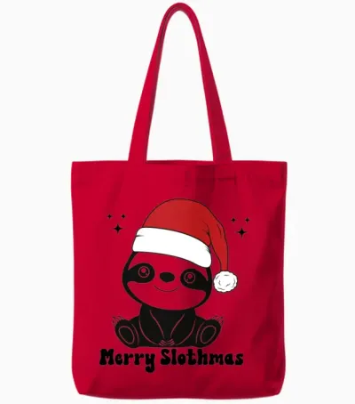 Sloth Christmas Shirt Merry Slothmas Christmas Tote Bags - Red