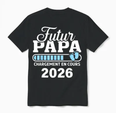 Je Vais être Papa 2026 T-Shirt Man Future Papa 2026 Unisex T-Shirt - Black