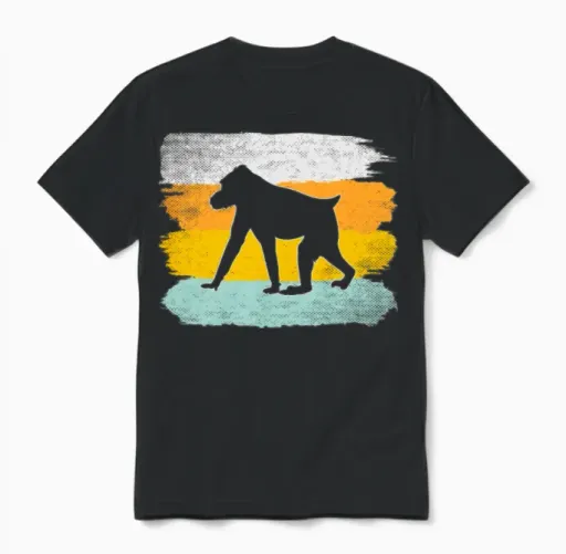 Monkey Retro Unisex T-Shirt - Black