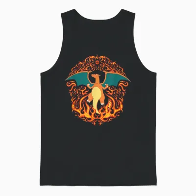 Pokémon - Charizard Fire Type Flames Generation 1 Unisex Tank Top - Black