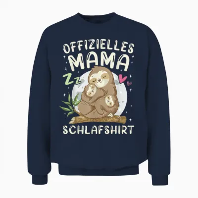 Offizielles Mama Schlafshirt Mutter Und Kinder Faultiere Unisex Sweatshirt - Navy