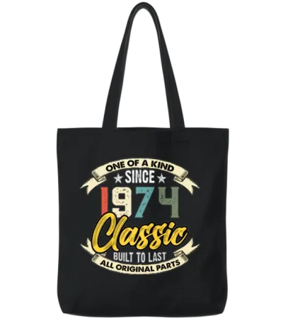 Funny Birthday Born in 1974 Limited Edition Tote Bags - Black