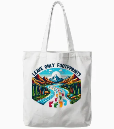 Footprints of Adventure, Camping and Hiking Tote Bags - White