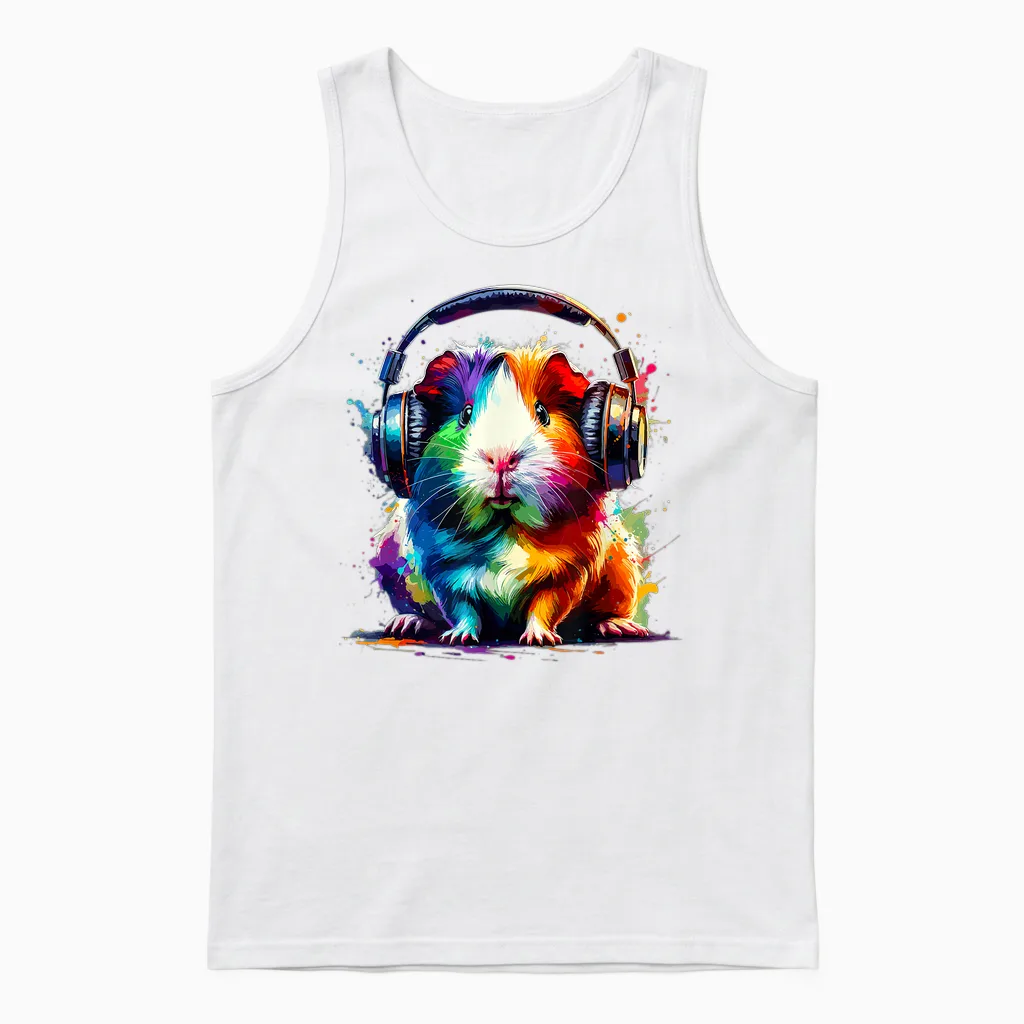 Guinea Pigs Gift for a Guinea Pig Lover Colourful Splash Art Guinea Pig Lovers Guinea Pig Unisex Tank Top in White