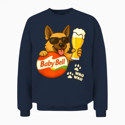 Baby Bell Malle Party Outfit with Dog and Beer Unisex Sweatshirt - Navy