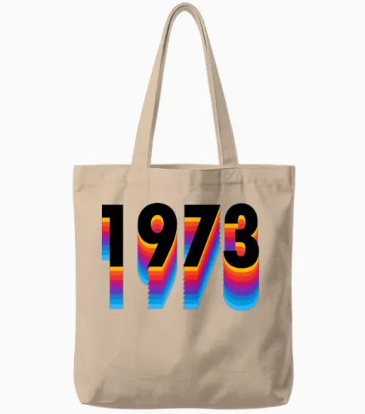 Vintage Retro 1973 Tote Bags in Natural