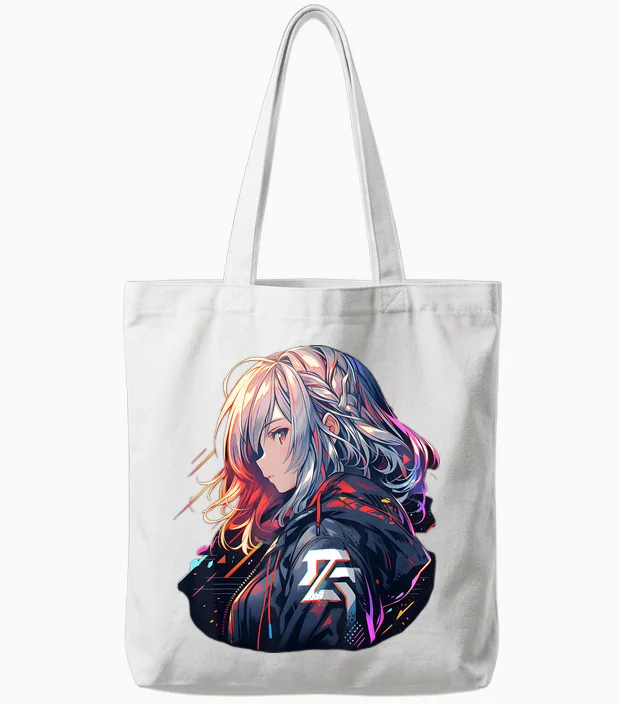 Manga Anime ästhetische Cyberpunk Techwear Harajuku Tote Bags in White