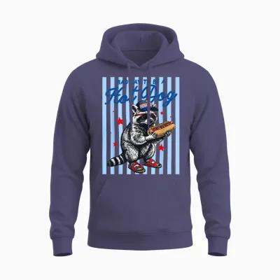 Bad Day to Be a Hot Dog Funny Raccoon Hotdog 4th of July Unisex Hoodie - Heather Sport Dark Navy