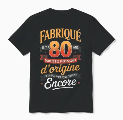 Fabriqué Il Y a 80 Ans Vintage 80 Ans Anniversaire Blague Unisex T-Shirt - Black