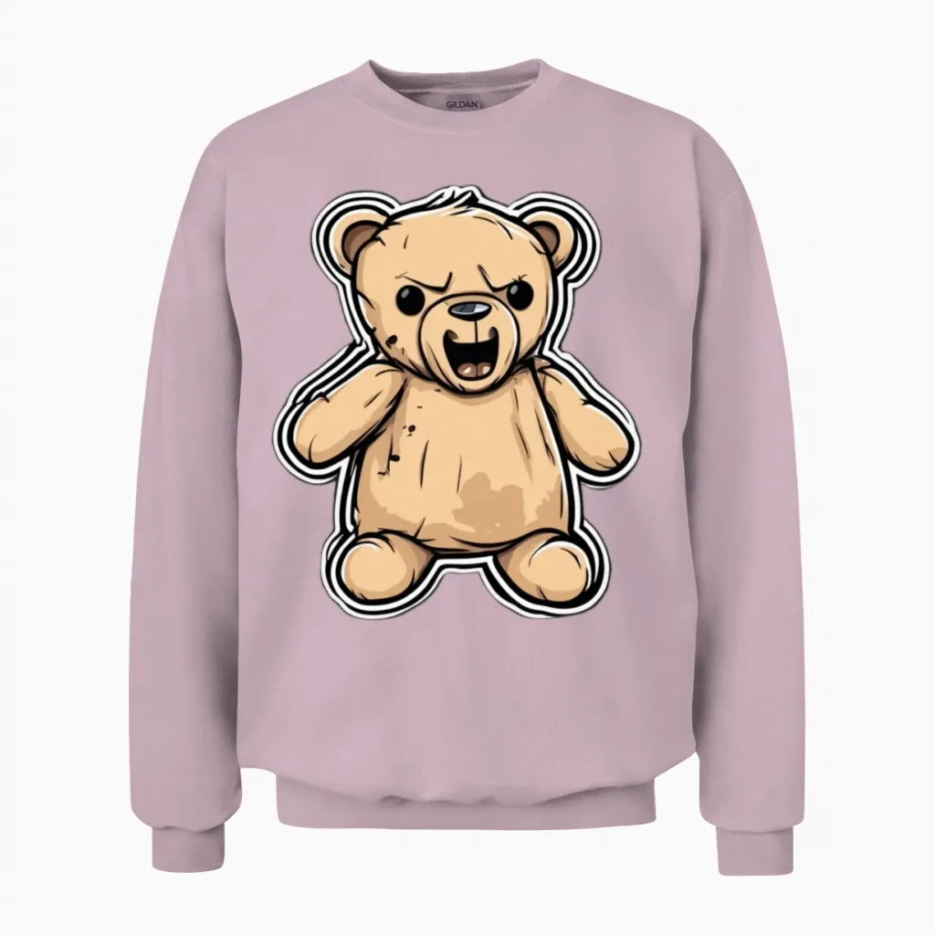 Teddy Evil Teddy Bear - Wildlife Unisex Sweatshirt in Light Pink