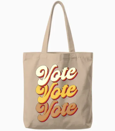 Retro Vote Vintage Tote Bags - Natural