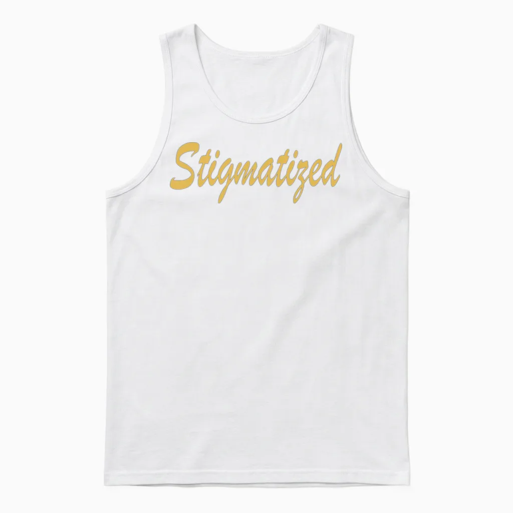 Stigmatized Typography Retro Yellow Unisex Tank Top - White
