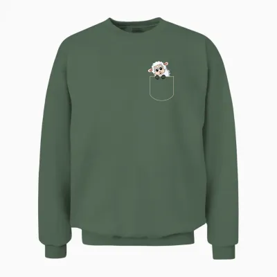 Funny Sheep Pocket Gift Unisex Sweatshirt - Military Green