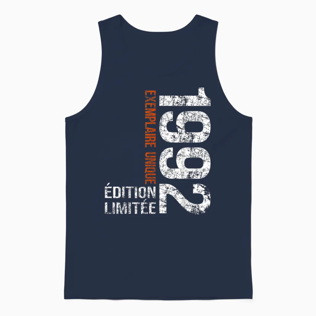 Vintage 1992 Gift 34 Years Man Birthday Humour Unisex Tank Top in Navy