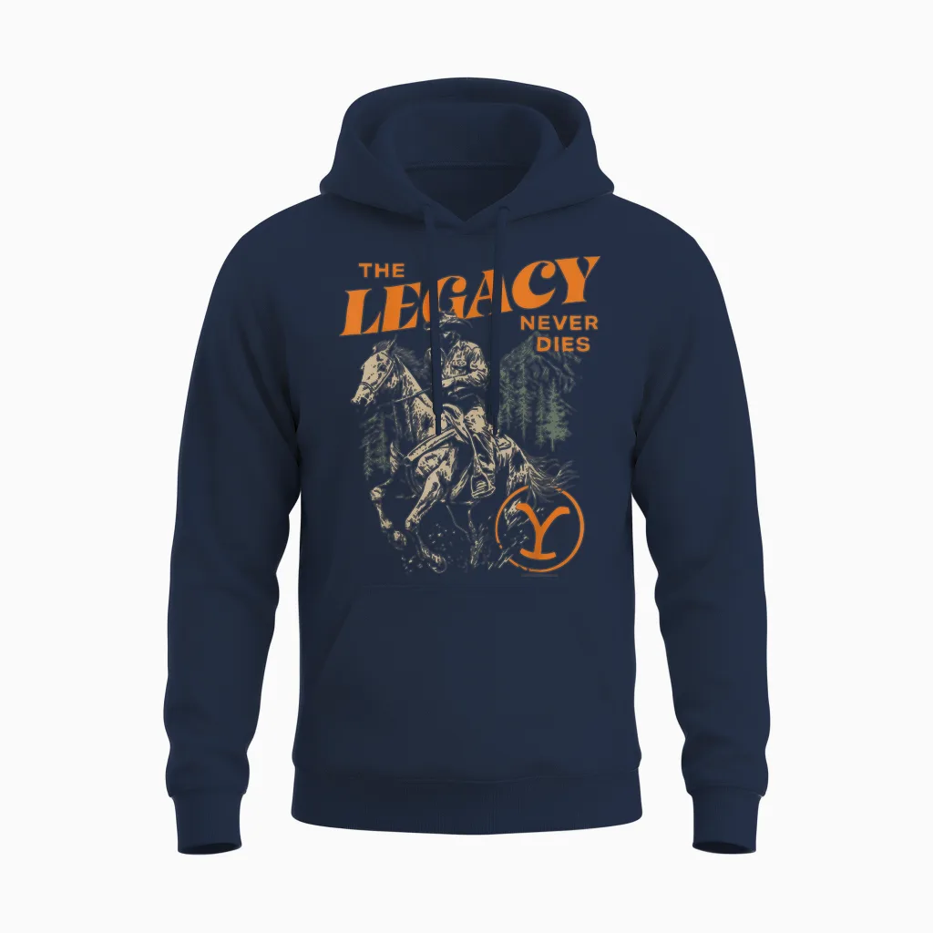 Offizielle Yellowstone Tv-Show the Legacy Never Dies Unisex Hoodie in Navy