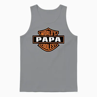 Mens World's Coolest Papa Best Dad in the World Father's Day Unisex Tank Top - Sport Grey