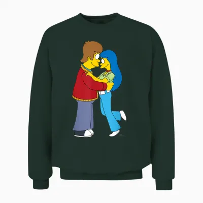 The Simpsons Flashback Homer & Marge Valentine's Day Couple T-Shirt, Black, S Unisex Sweatshirt - Forest