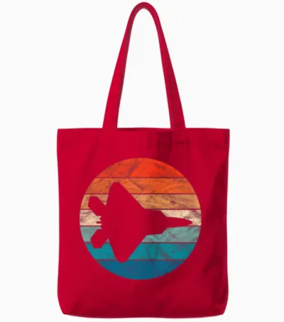 Vintage Fighter Jet Tote Bags - Red