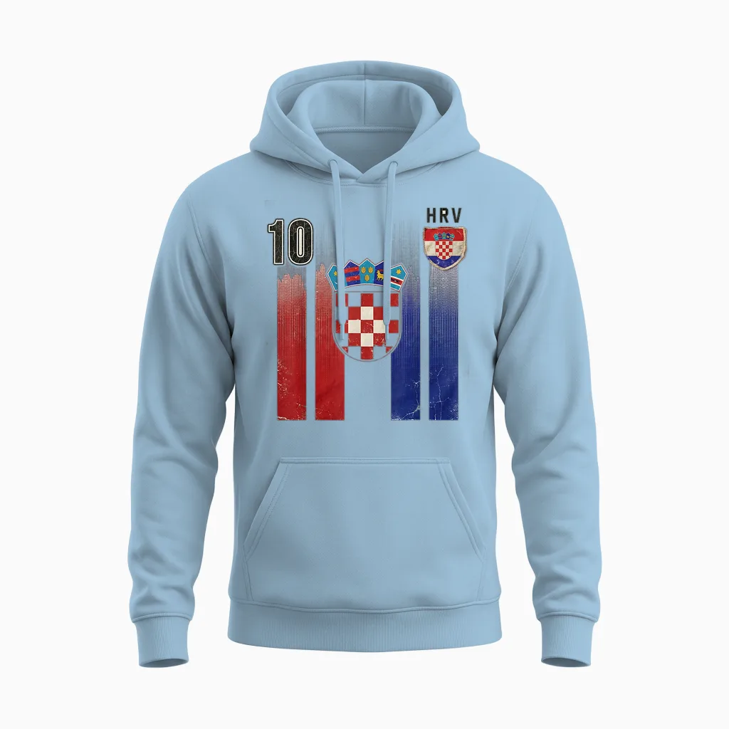Croatia Tshirt Hrvatska Flag Zagreb Croatian Jersey Retro Unisex Hoodie in Light Blue