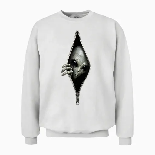 Original Gift 3d Alien Alien Ufo Trompe œil Ufo Unisex Sweatshirt - White