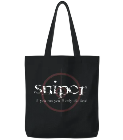 Sniper if You Run You'll Only Die Tired Tote Bags - Black