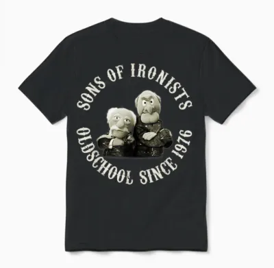 Disney the Muppets Waldorf & Statler Sons of Ironists T-Shirt, Black Unisex T-Shirt - Black
