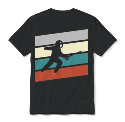 Fencing Retro Unisex T-Shirt - Black