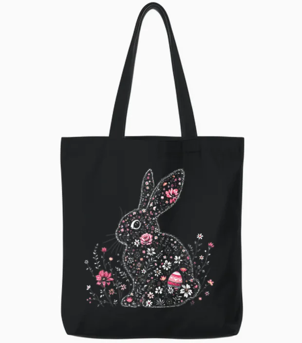 Niedliches Osterhasen Outfit I Frohe Ostern I Lustiger Hase Tote Bags in Black