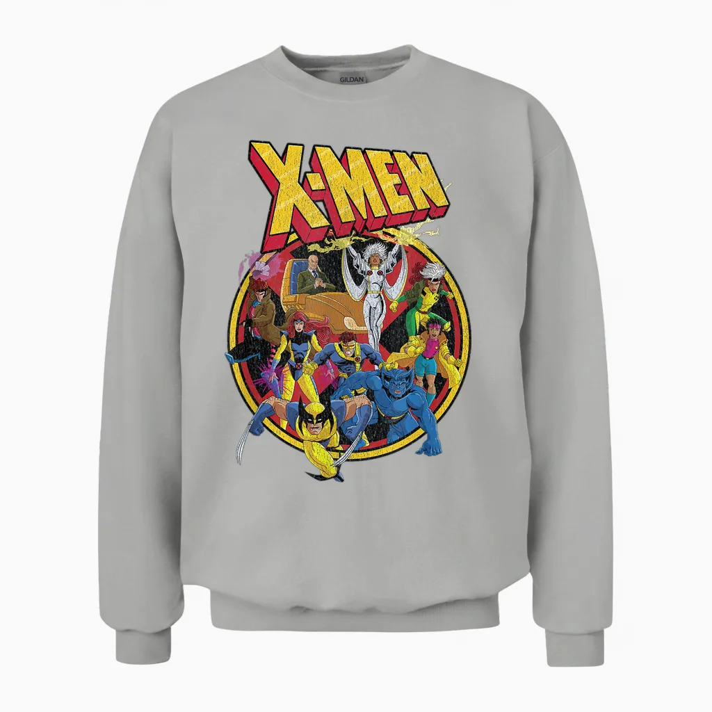 Marvel X-Men Animated Series Retro 90s Unisex Sweatshirt in Ash