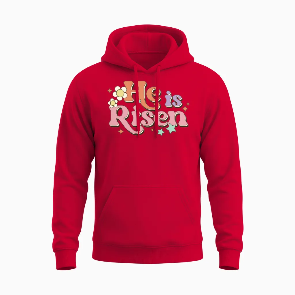 Retro Easter He Is Risen Unisex Hoodie - Red