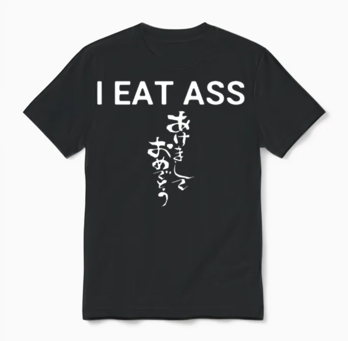 I Eat Ass Japanese Funny Joke Vulgar Trap Urban Unisex T-Shirt in Black