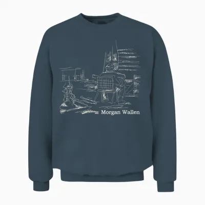 Official Morgan Wallen Illustrated Unisex Sweatshirt - Dark Heather
