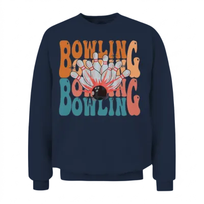 Bowling Retro Wavy Unisex Sweatshirt - Navy