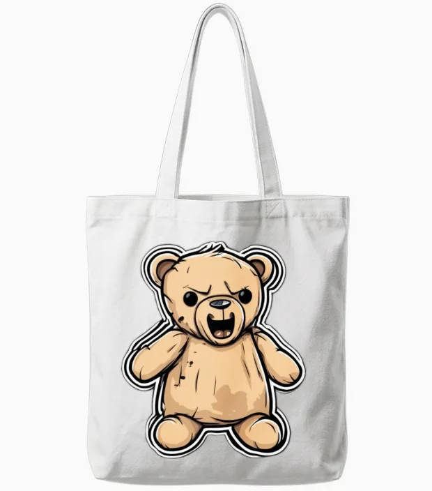 Teddy Evil Teddy Bear - Wildlife Tote Bags in White