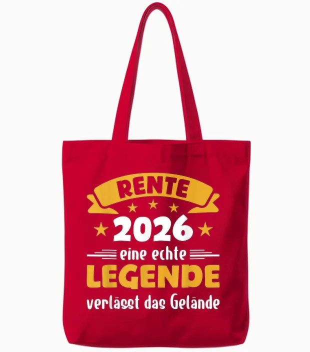 Rente 2026 T-Shirt with German Text "eine Echte Legende Verlässt Das Gelände" [ Tote Bags in Red