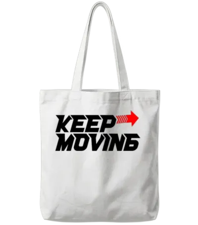 Keep Moving Red Arrow Motion Stripe Tote Bags - White
