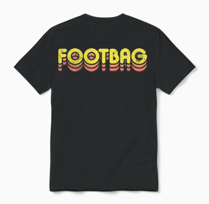 Retro Footbag Unisex T-Shirt in Black