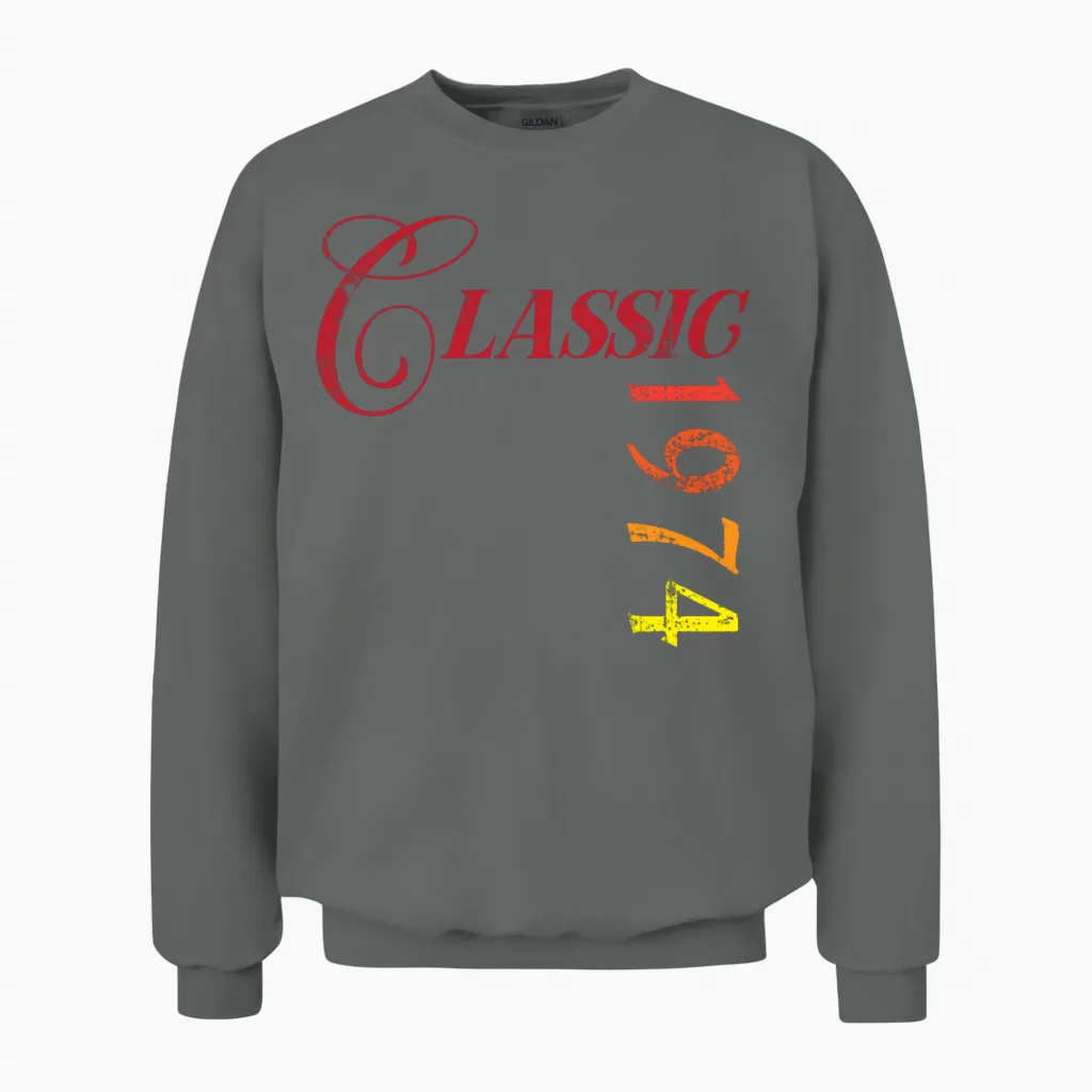 1974 Vintage 50th Birthday Unisex Sweatshirt in Graphite Heather
