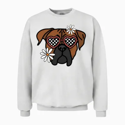 Boxer Retro Dog Unisex Sweatshirt - White