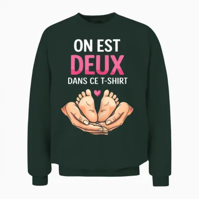 Pregnancy Announcement One Is Two in This Unisex Sweatshirt - Forest
