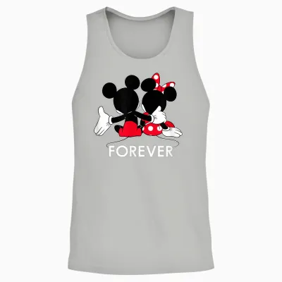 Disney Mickey and Minnie Mouse Silhouettes Forever T-Shirt Small Unisex Tank Top - Ash