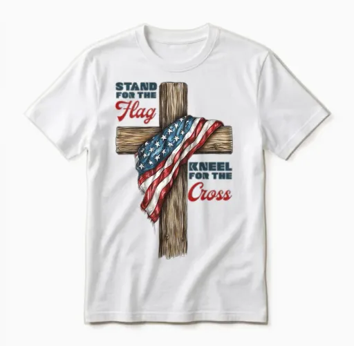 Stand for the Flag, Kneel for the Cross Unisex T-Shirt - White