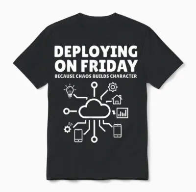Déployer Le Vendredi Parce Que Le Chaos Construit Un Personnage Drôle Unisex T-Shirt - Black
