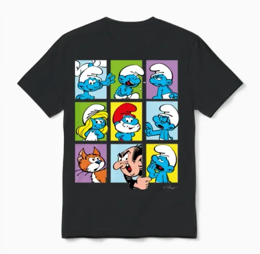 The Smurfs Gift Tiles Unisex T-Shirt in Black