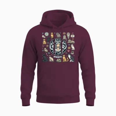 Certified Cat Lady Starter Pack Unisex Hoodie - Maroon