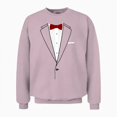 Tuxedo Red Bowtie Unisex Sweatshirt - Light Pink