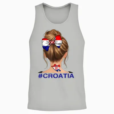 Kroatisches Mädchen – Kroatien-Flagge Unordentlicher Dutt Unisex Tank Top - Ash