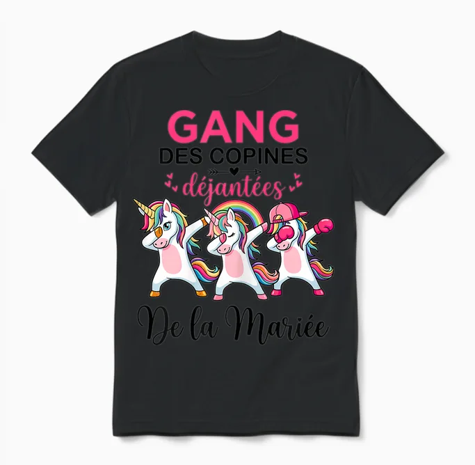 Gang Des Copines Déjantées De La Mariée Future Mariée Evjf Unisex T-Shirt in Black