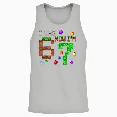 I Was 6 Now I'm 7 Pixel Game Birthday Boy Gift for Boys Kid Unisex Tank Top - Ash